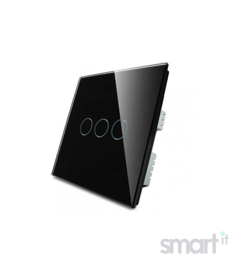 Smart WiFi настенный Выключатель трехклавишный, чёрный цвет артикул: T3UK3C image