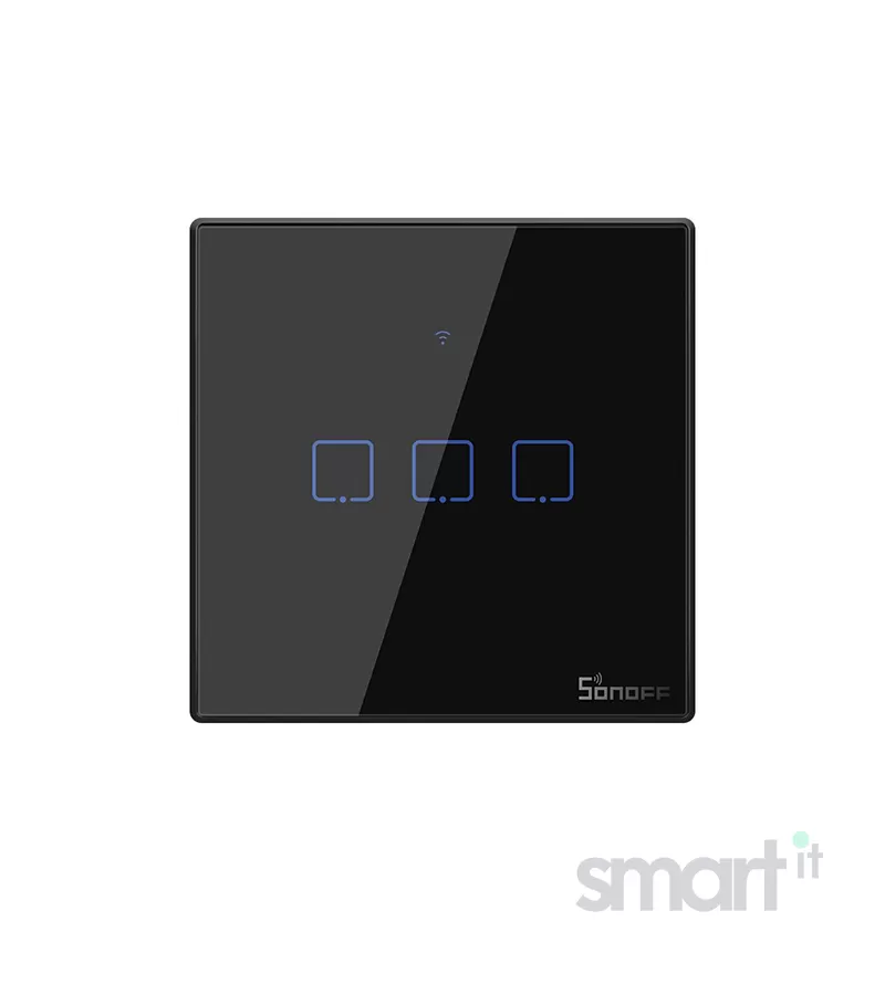 Smart WiFi настенный Выключатель трехклавишный Euro Module, чёрный цвет артикул: T3UE3C image