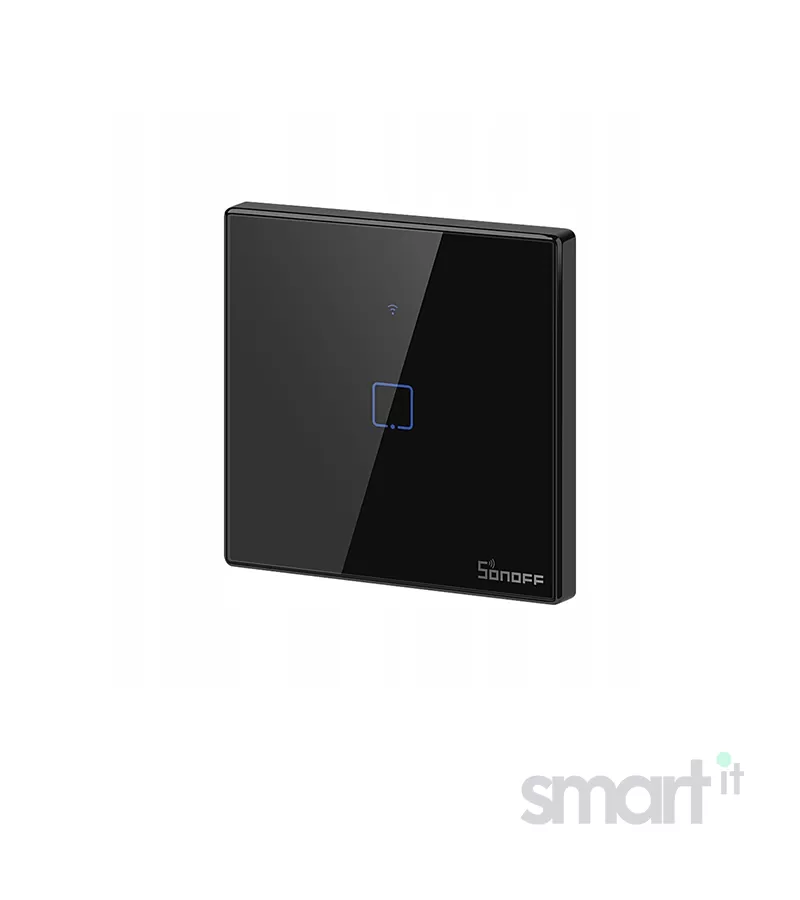 Smart WiFi настенный Выключатель одноклавишный Euro Module, чёрный цвет артикул: T3UE1C image
