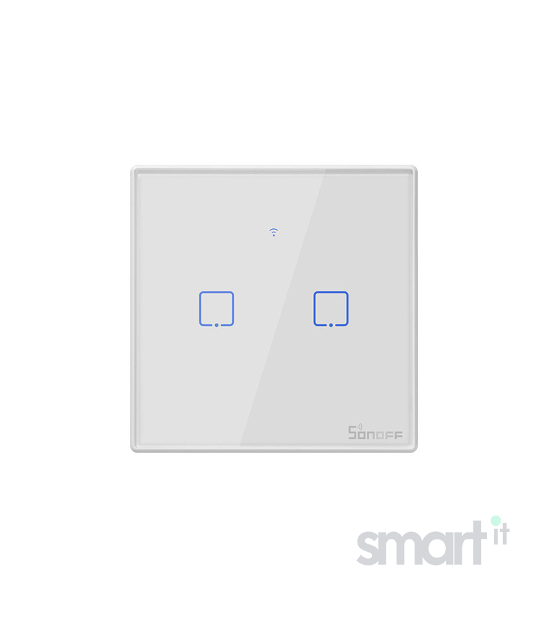 Smart WiFi настенный Выключатель двухклавишный, белый цвет артикул: T2UK2C фото