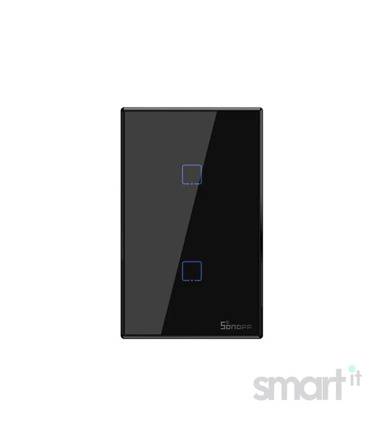 Smart WiFi настенный Выключатель двухклавишный Euro Module, чёрный цвет артикул: T3UE2C фото