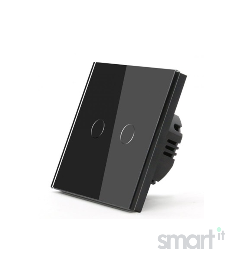 Smart WiFi настенный Выключатель двухклавишный, чёрный цвет артикул: T3UK2C фото