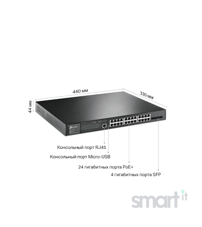 TP-Link PoE-коммутатор управляемый 24 гигабитных порта PoE+ 384 Вт, функции L2 и L2+, TL-SG3428MP image thumbnail