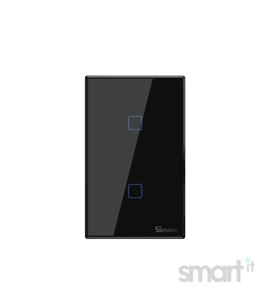 Smart WiFi настенный Выключатель двухклавишный Euro Module, чёрный цвет артикул: T3UE2C image thumbnail