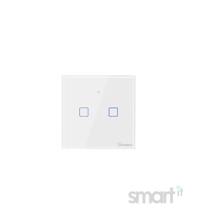 Smart WiFi настенный Выключатель двухклавишный, белый цвет артикул: T0UK2C image thumbnail