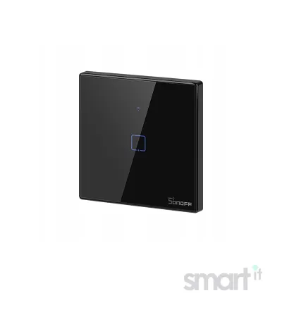 Smart WiFi настенный Выключатель одноклавишный Euro Module, чёрный цвет артикул: T3UE1C image thumbnail
